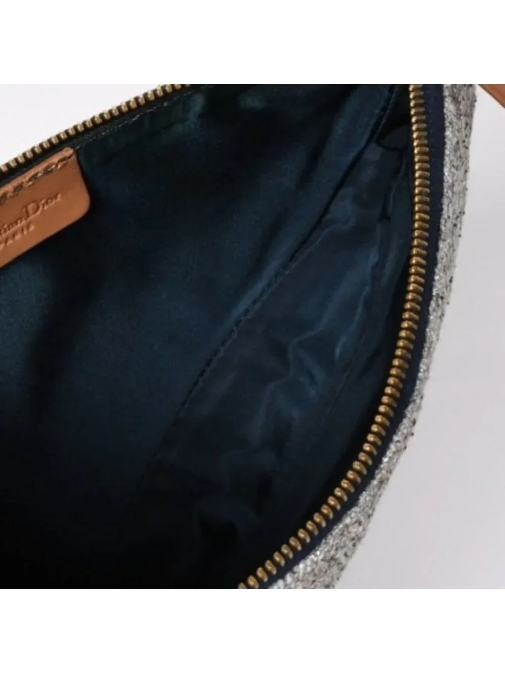 Dior Saddle Pouch Canvas Leather Silver Gold
